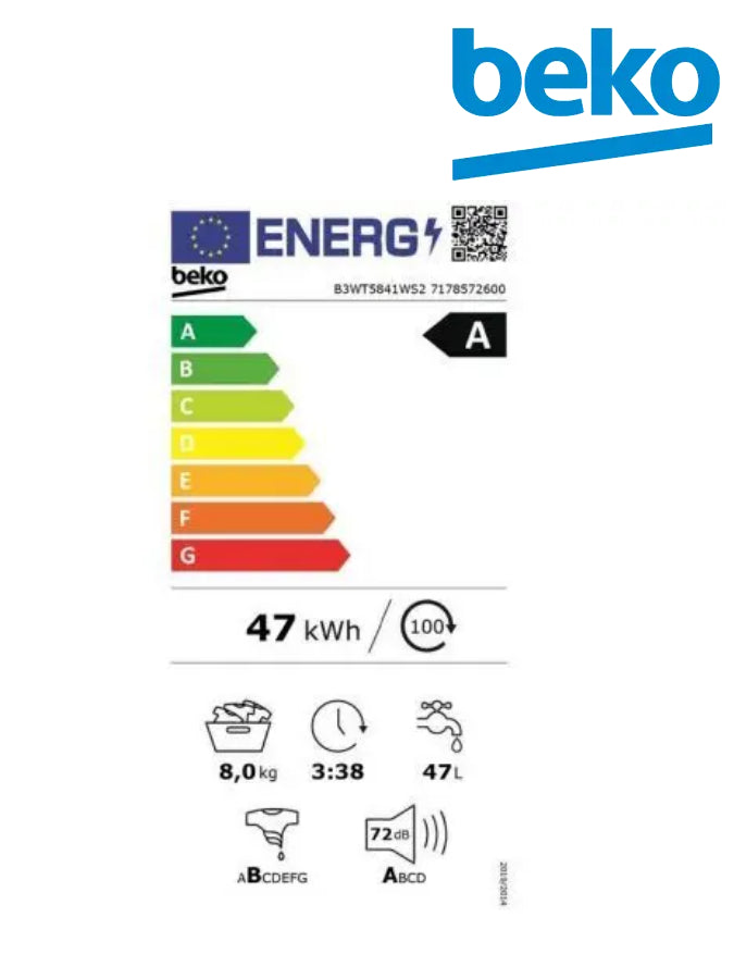 Lave linge BEKO B3WT5841WS2