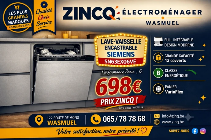 Lave vaisselle - siemens - SN63EX06CE- promo lave vaisselle
